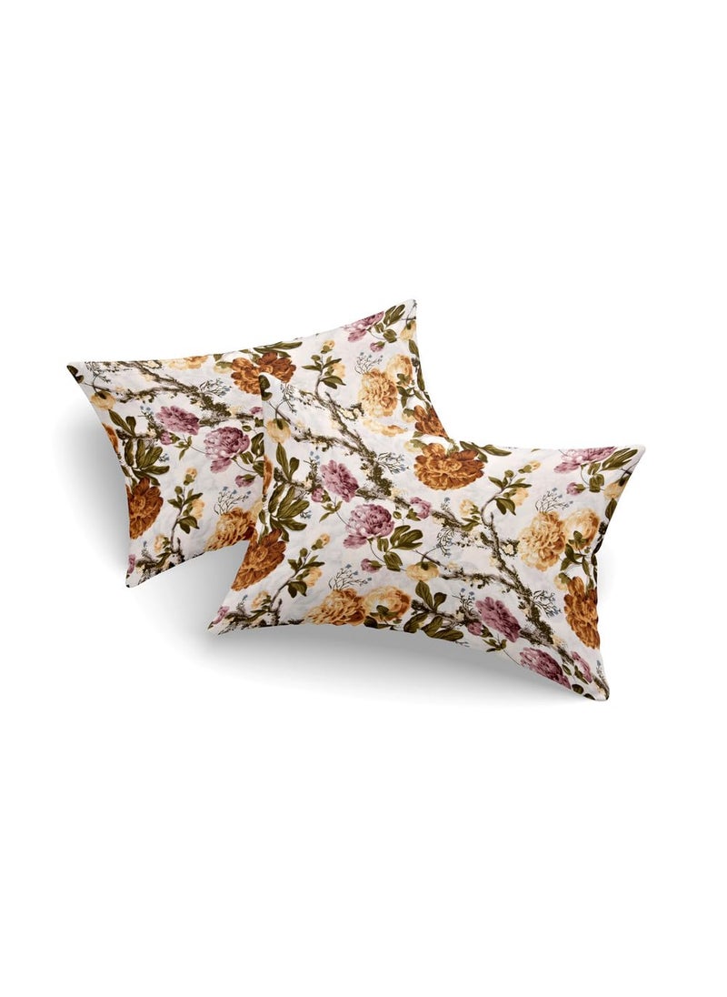 Bilberry Furnishing By Preeti Grover 100 Cotton Floral Printed King Size Bedsheet 108 x 108 Inches with 2 Matching Pillow Covers with 180 TC Yellow Pink