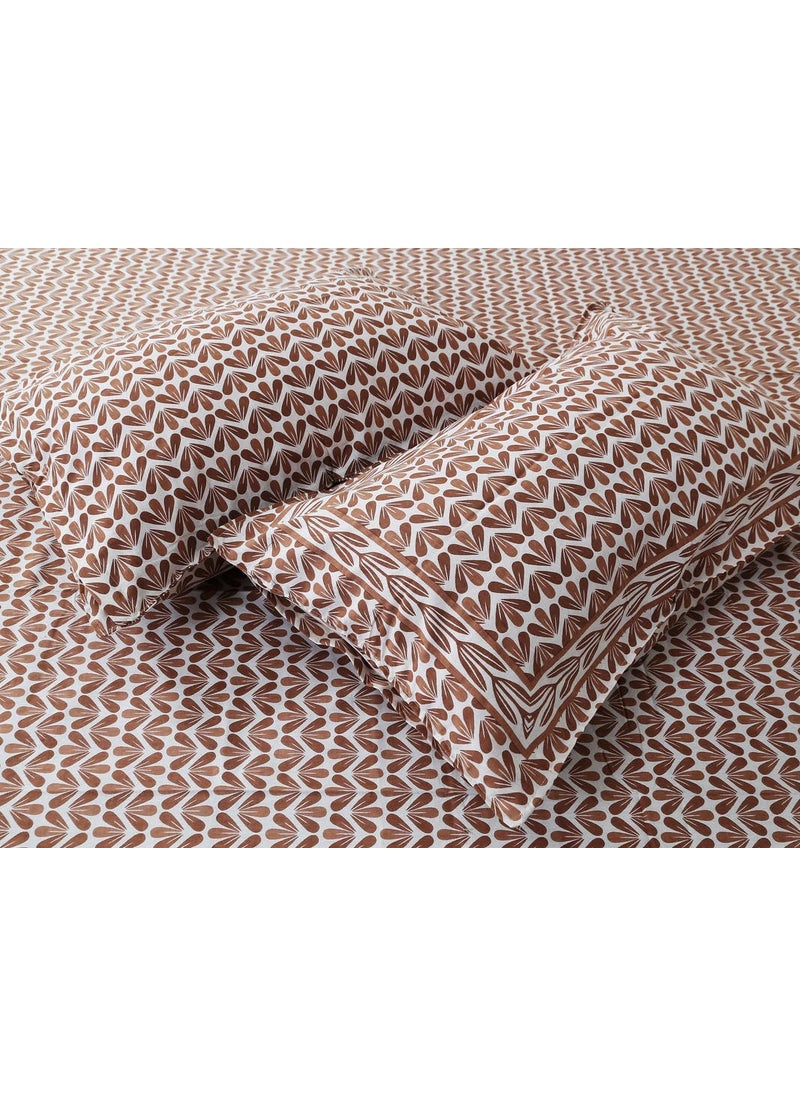 BRING FINE Pure Cotton Bedsheet 400 Thread Count Set of 3 JumboSuper King Size Celebration Simplicity Brown