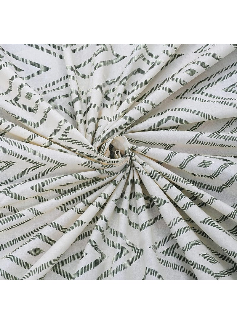 Huesland by Ahmedabad Cotton 144 TC Fitted Bedsheets Queen Size Cotton with 2 Pillow Covers 60 x 78 inches White Sage Green