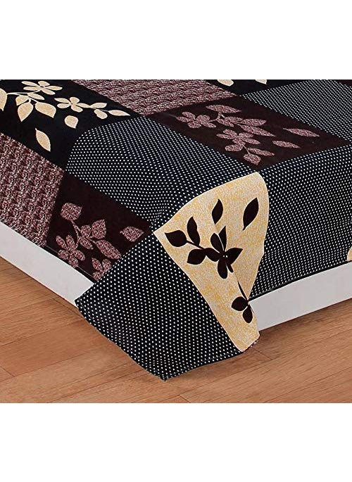 MORADO 3D Printed 144 TC Glace Cotton Double Bedsheet with 2 Pillow Covers Brown 90X90 Inches