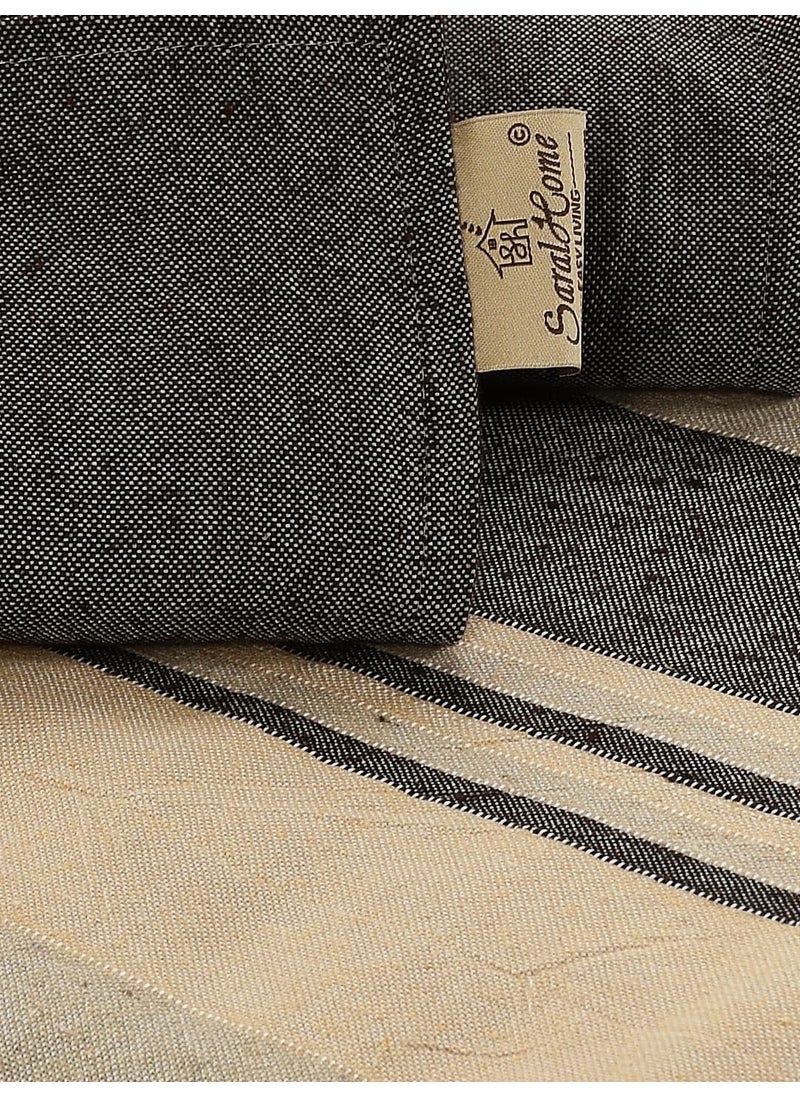 Saral Home Soft Cotton Striped Breathable Wrinkle Free Bedsheet for Double Bed 1 Queen Size Bedsheet with 2 Pillow Covers Brown 90X100