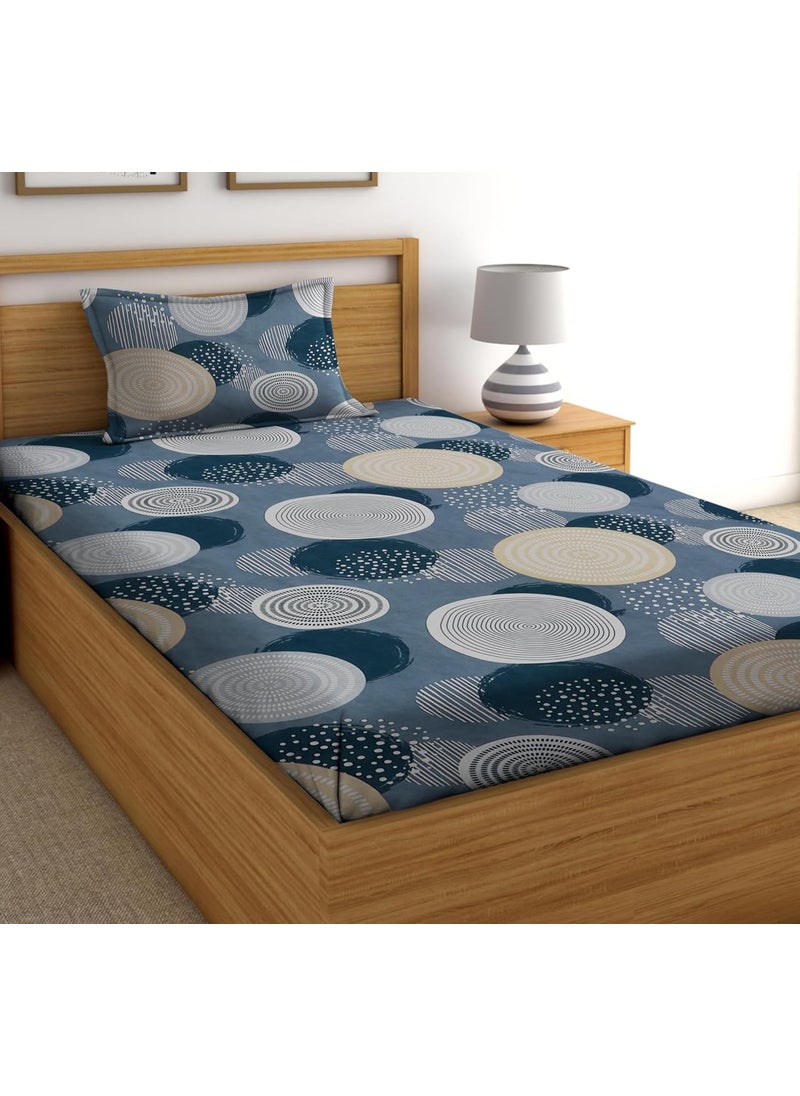RD TREND Presents Bedsheet for Single Bed Polycotton 210 TC Size60X90 Inches152X228 CM Single Bedsheet with Pillow Cover 18X28 Inches Grey Gold