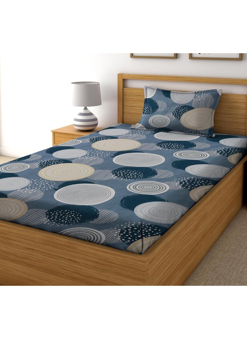 RD TREND Presents Bedsheet for Single Bed Polycotton 210 TC Size60X90 Inches152X228 CM Single Bedsheet with Pillow Cover 18X28 Inches Grey Gold