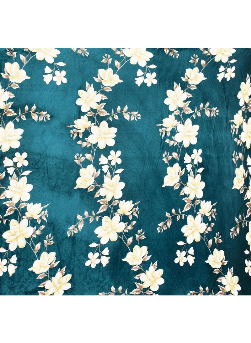 REALDREAM 310 TC Presents Luxurious Bedsheets for Winter King Size Fitted FlannelWarm Double Bedsheet Fully Elasticized with 2 Pillow Covers GreenFlower 72 x 78 x 8 Inches King