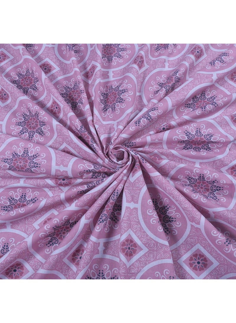 HUESLAND by Ahmedabad Cotton 144 TC Bed Sheet King Size Cotton with 2 Pillow Covers Mandala 108x108 inches Pink Magenta