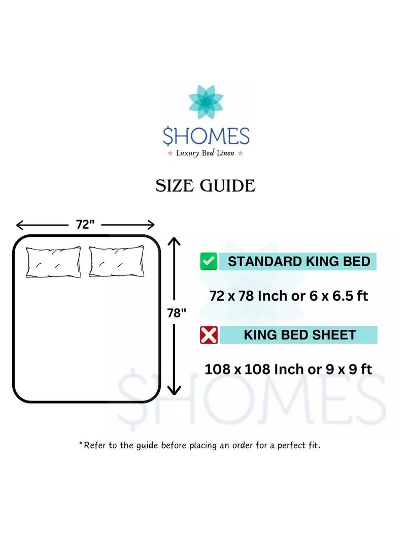 SHOMES Warm bedsheets for Double Bed Elastic Fitted Winter Bed Sheets for King Size Bed with 2 Pillow Covers Size 72 x 78 Inches Multi Color