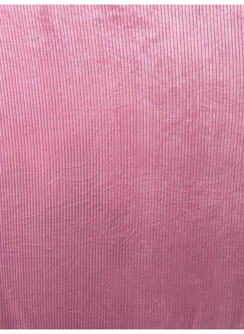 PRINDA WarmWinter Super Soft Solid Self Stripe King Size Flat Double Bedsheet90 x 100 Inch with 2 Pillow Cover 18 x 28 Inch Colour Pink