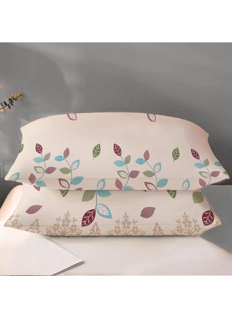 DREAMLET Prime Collections 160TC Pure Cotton Wrinkelfree Breathable Supersoft Double Flat Bedsheet with 2 Pillow Covers Beige Floral Flat
