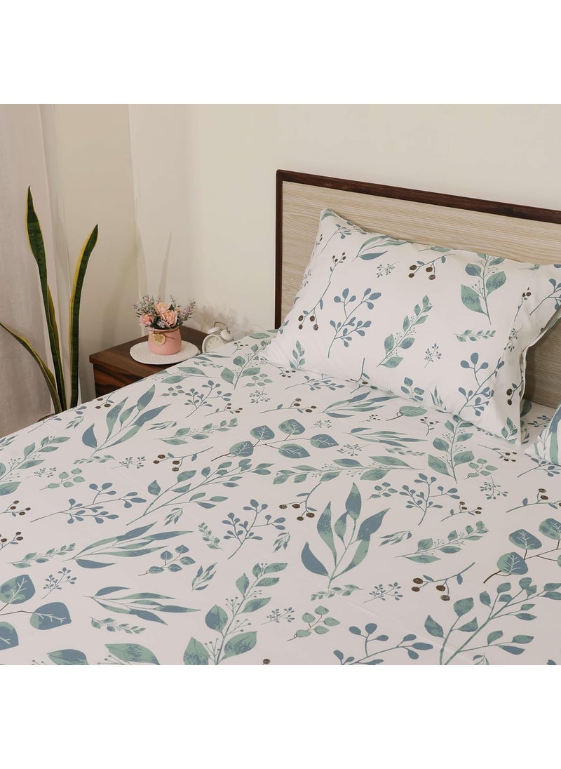 Bedsheet for King Bed King Size Bedsheet 108 x 108 Inch Include Pillow Covers Tranquil Green Petals
