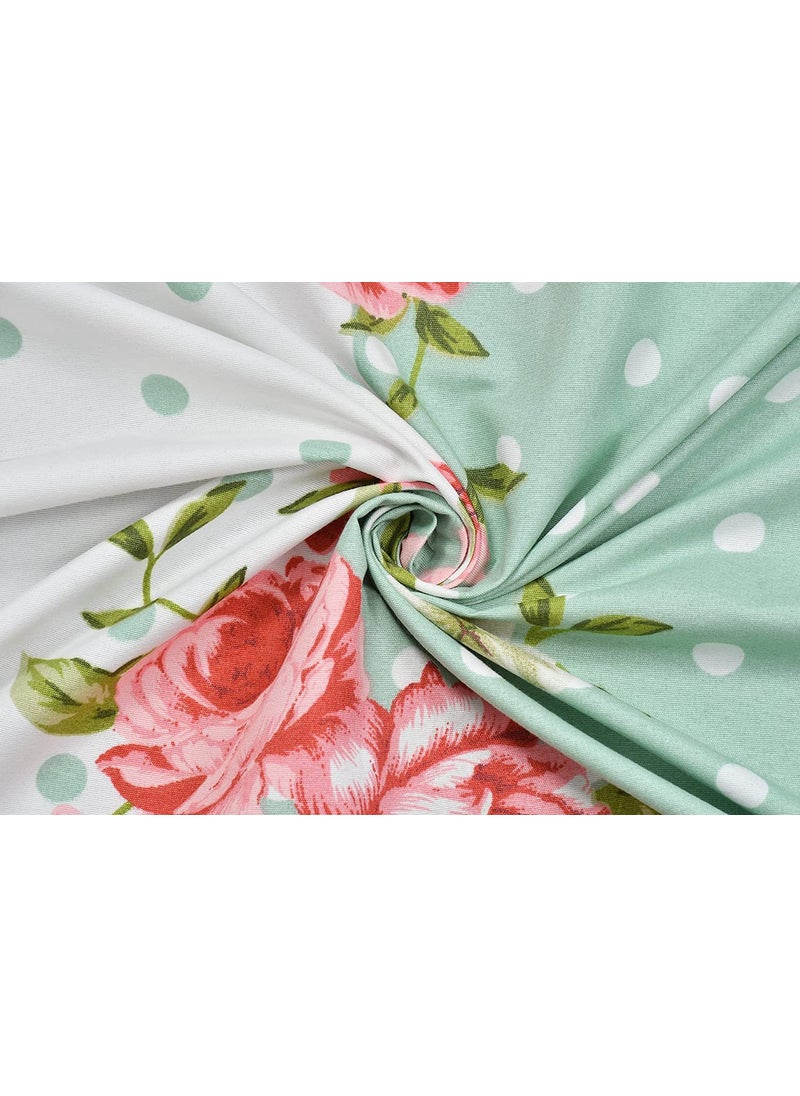 DECOMIZER Cotton Feel All Around Elastic Fitted Glace Printed King Size Double Bed Bedsheet With 2 Large Pillow Covers Fits Upto Mattress Of 8 InchesSize 72 X 78 X 10 Inches Green Flower 300 tc