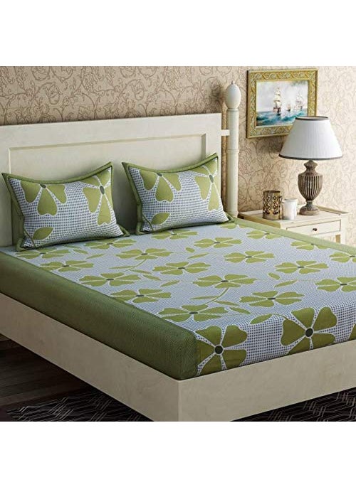 Shivi Creation 150 TC Ploycotton Double Bedsheet with 2 Pillow Covers Size 90 by 90 3D Printed Multi Colour