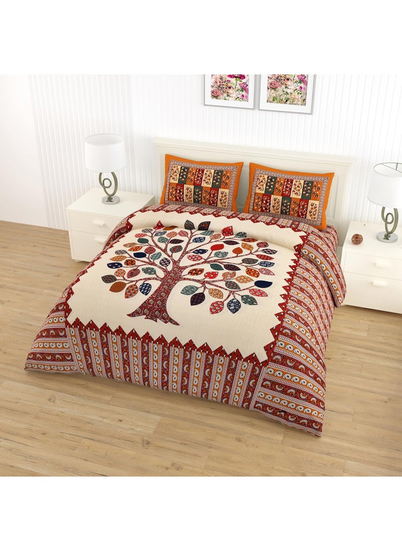 Nidhra Collections Tessuti Cotton Bedsheets with 2 Pillow Covers Soft Breathable Exceptionally Comfortable King Size XL