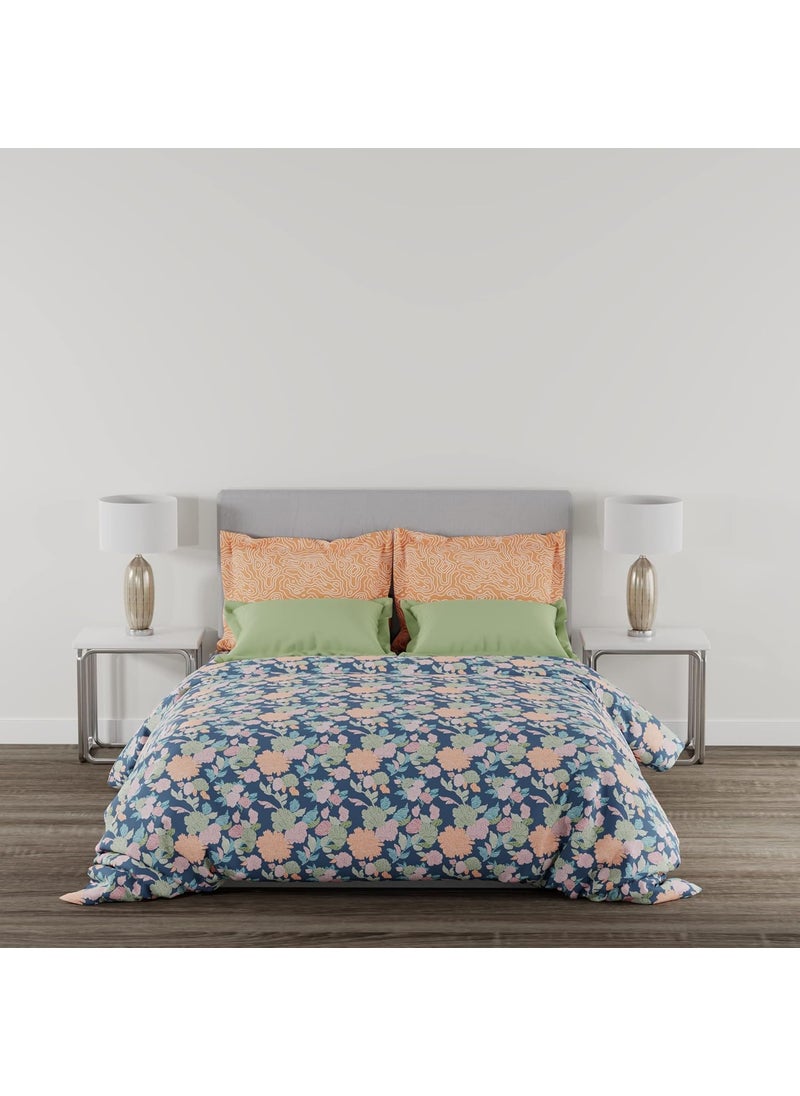 Trident Home Essential Bedsheet 144 Thread Count 100 Cotton Queen Size Bedsheet with 2 Pillow Cover Soft Finish Sheet Set Ella Orange