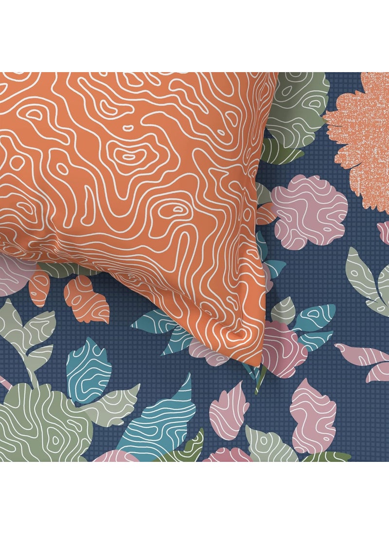 Trident Home Essential Bedsheet 144 Thread Count 100 Cotton Queen Size Bedsheet with 2 Pillow Cover Soft Finish Sheet Set Ella Orange