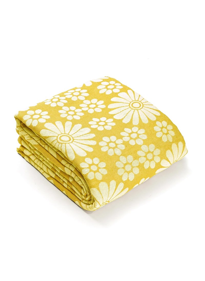 SARAL Home Double Layered Soft Cotton Chitki Design Breathable Wrinkle Free Bedsheet for Double Bed 1 King Size Bedsheet Without Pillow Covers Yellow100X108
