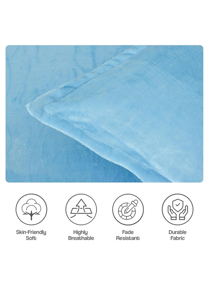 FRESH FROM LOOM 200 TC King Size Fitted BedsheetAll Side Elastic Premium Winter Soft Fur Bed Sheet with 2 Pillow CoverWoollen Feel Bedsheet Size 78 x 72 Inches Fits up to 8 InchAqua