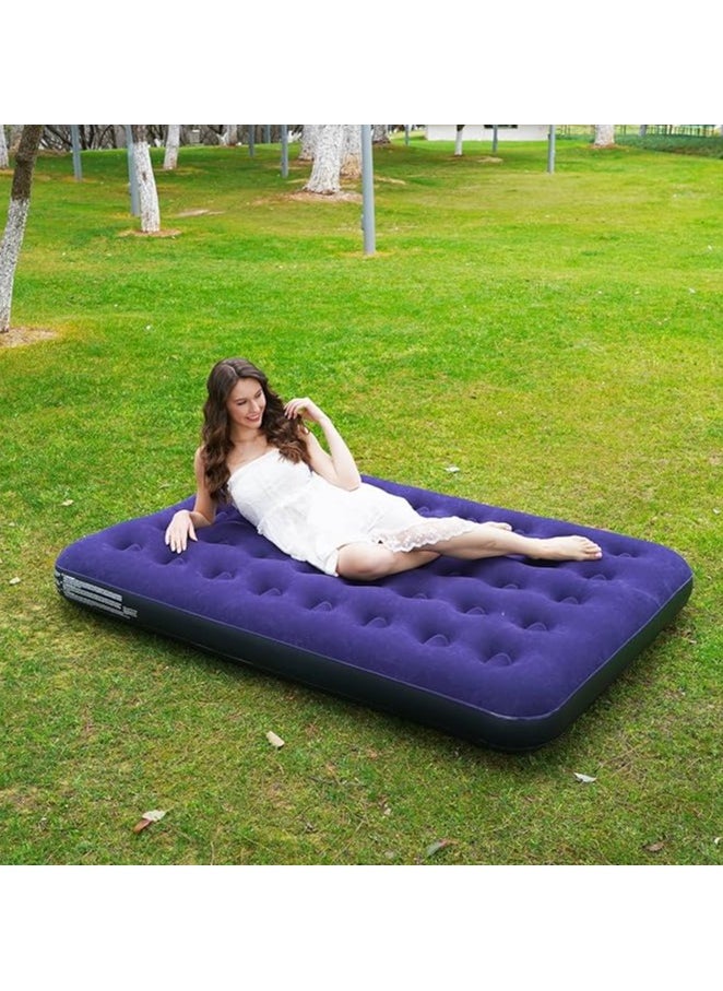 Full Size Inflatable Air Mattress – Portable Blow-Up Bed for Camping, Hiking & Home Use – Without Air Pump – Blue
