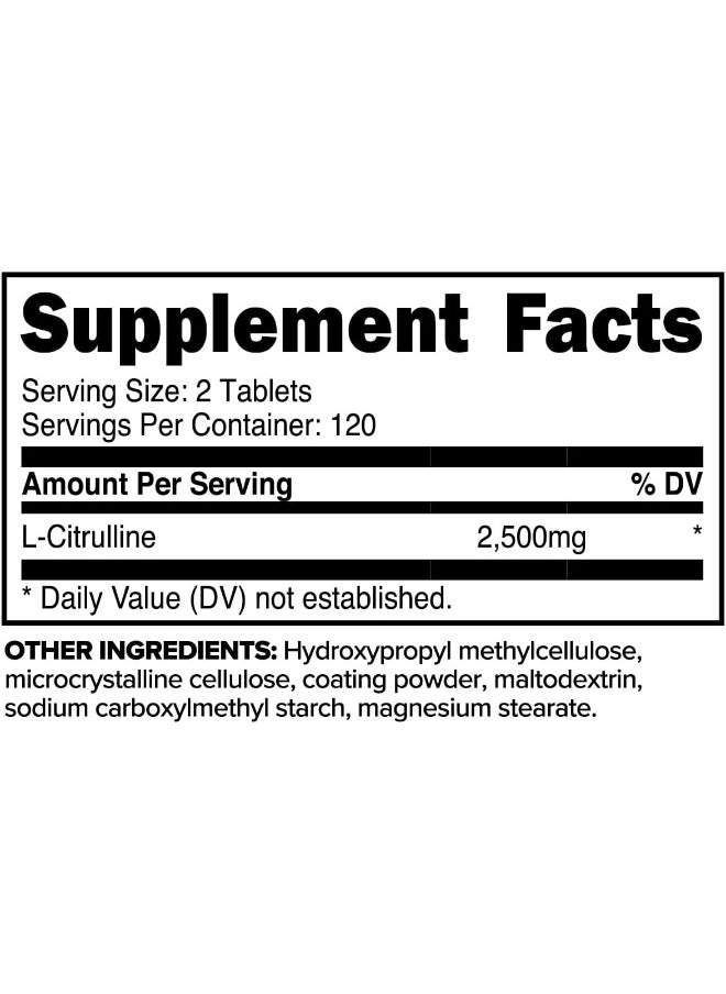 Primaforce L-Citrulline 2500mg, 240 Tablets, 120 Servings