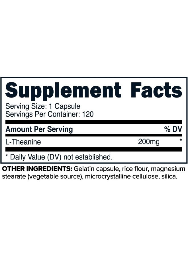 Primaforce L-Theanine Capsules (120 Capsules, 200mg L-Theanine Per Serving) - Theanine Amino Acid Supplement