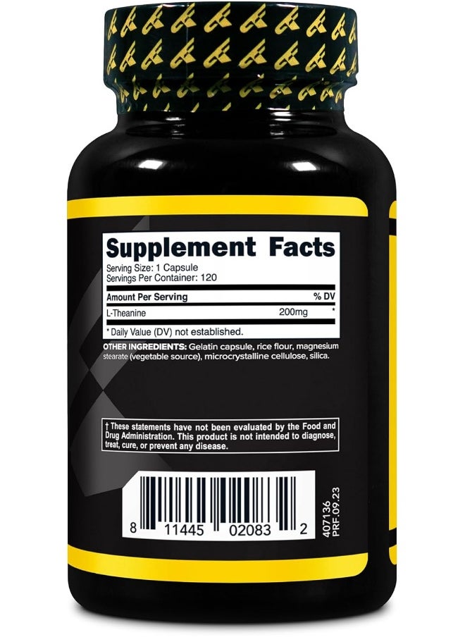 Primaforce L-Theanine Capsules (120 Capsules, 200mg L-Theanine Per Serving) - Theanine Amino Acid Supplement