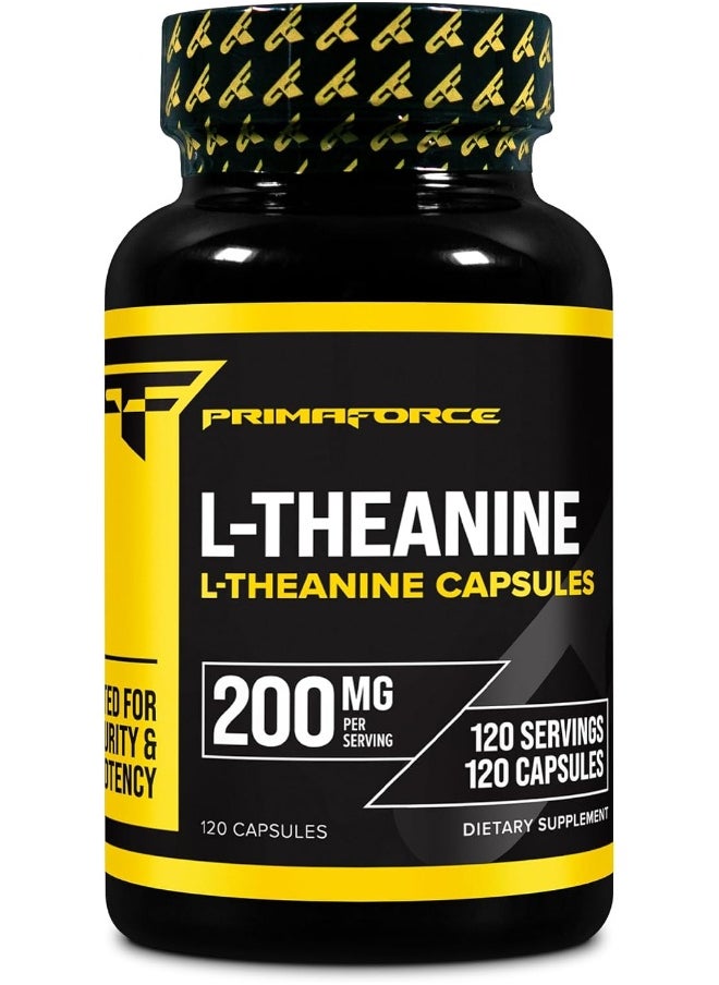 Primaforce L-Theanine Capsules (120 Capsules, 200mg L-Theanine Per Serving) - Theanine Amino Acid Supplement