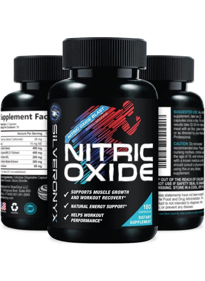 Extra Strength Nitric Oxide Supplement L Arginine 3X Strength - Citrulline Malate, Aakg, Beta Alanine - Premium Muscle Supporting Nitric Booster For Strength & Energy To Train Harder - 180 Capsules