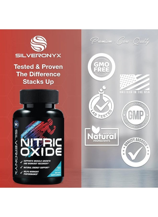 Extra Strength Nitric Oxide Supplement L Arginine 3X Strength - Citrulline Malate, Aakg, Beta Alanine - Premium Muscle Supporting Nitric Booster For Strength & Energy To Train Harder - 180 Capsules