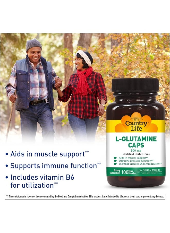 L-Glutamine, 500 Mg With B-6-100 Vegan Capsules