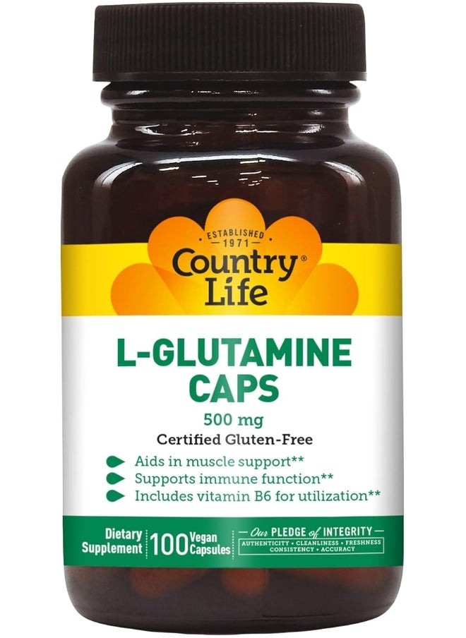 L-Glutamine, 500 Mg With B-6-100 Vegan Capsules