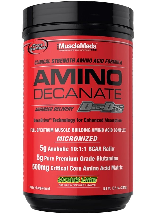 Amino Decanate, Intra, Post Workout Drink, Full Spectrum Amino Acid Complex, Leucine, Muscle Recovery, 30 Servings (Citrus Lime)