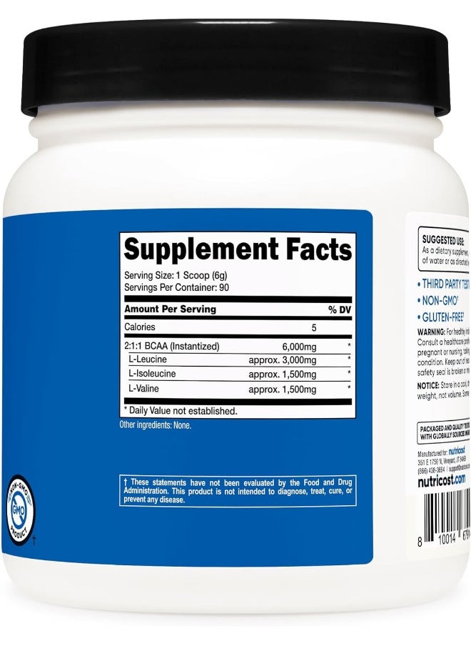 Bcaa Powder 2:1:1 (90 Servings, No Flavor Added) - Branched Chain Amino Acids