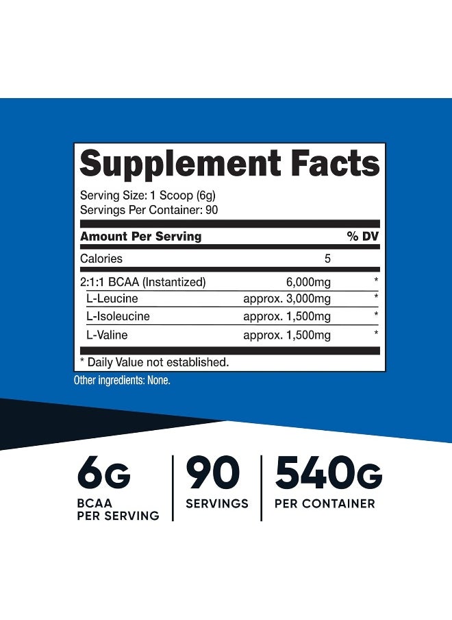 Bcaa Powder 2:1:1 (90 Servings, No Flavor Added) - Branched Chain Amino Acids
