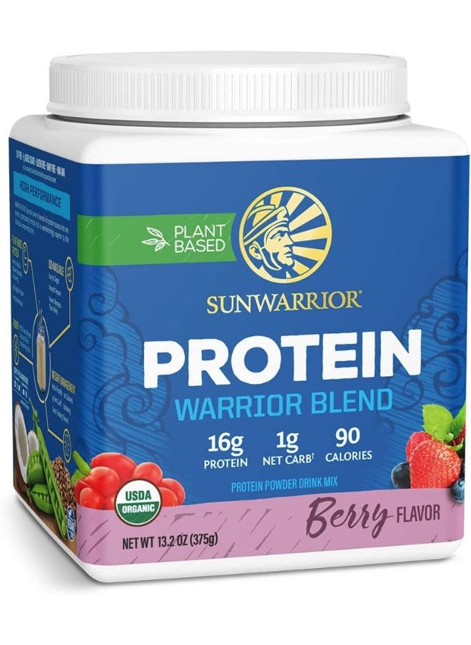 Vegan Protein Powder With Bcaa | Organic Hemp Seed Protein Gluten Free Non-Gmo Dairy Free Soy Sugar Free Low Carb Plant Based Protein Powder | Berry 15 Srv 375 G | Warrior Blend By