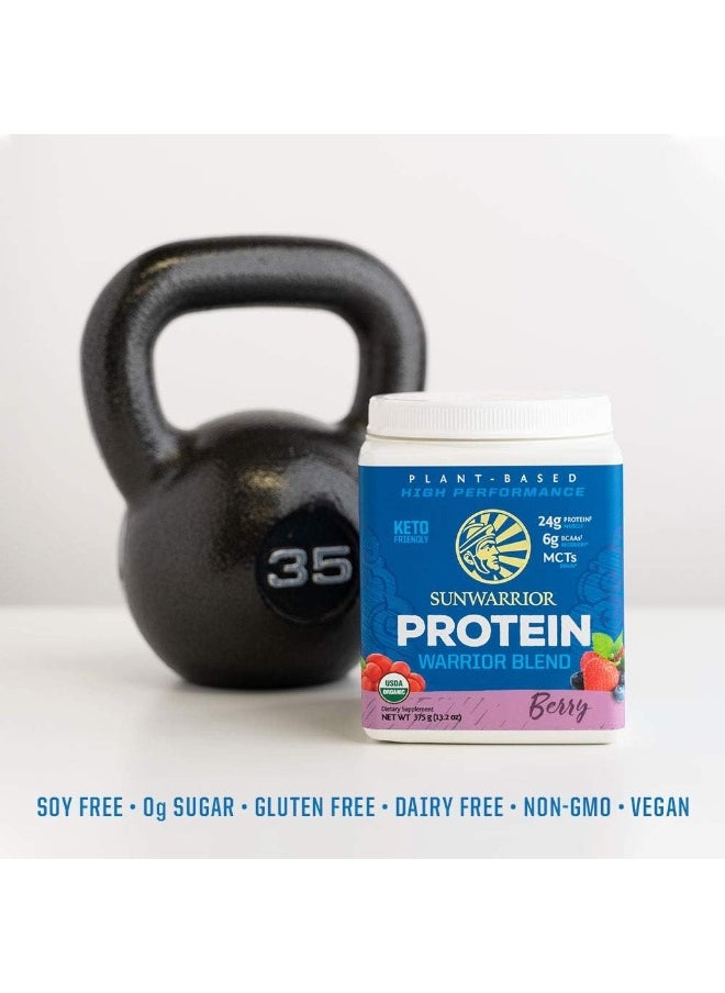 Vegan Protein Powder With Bcaa | Organic Hemp Seed Protein Gluten Free Non-Gmo Dairy Free Soy Sugar Free Low Carb Plant Based Protein Powder | Berry 15 Srv 375 G | Warrior Blend By