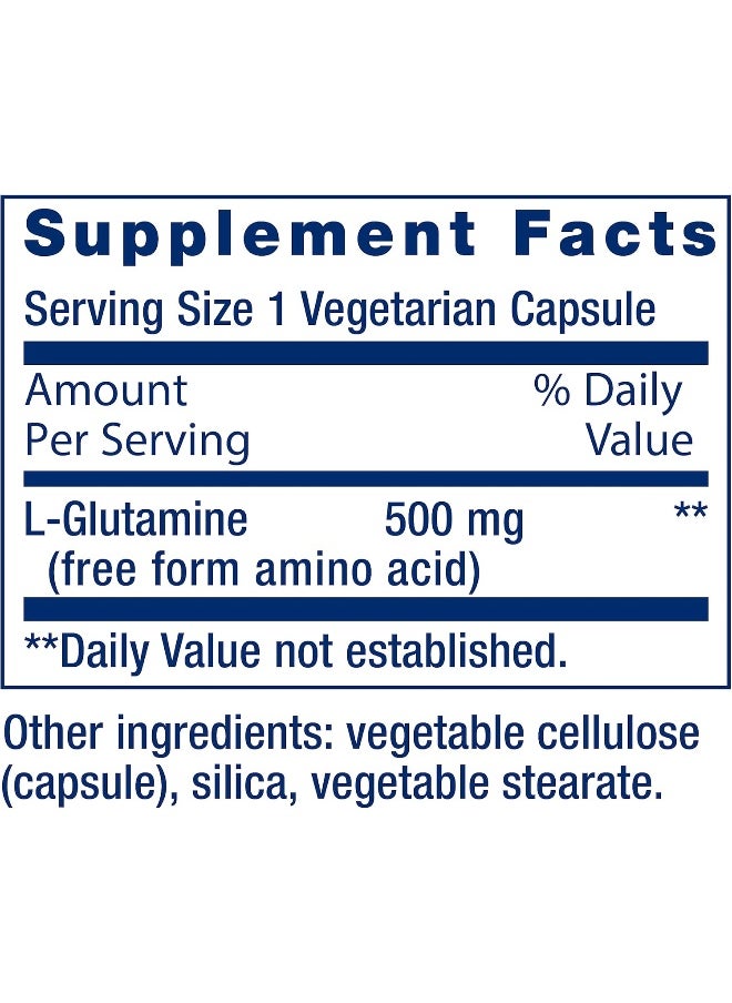 L-Glutamine, 500 Mg L-Glutamine, Amino Acid, Supports Muscle Health And Immune Health, Gluten-Free, Non-Gmo, 100 Vegetarian Capsules