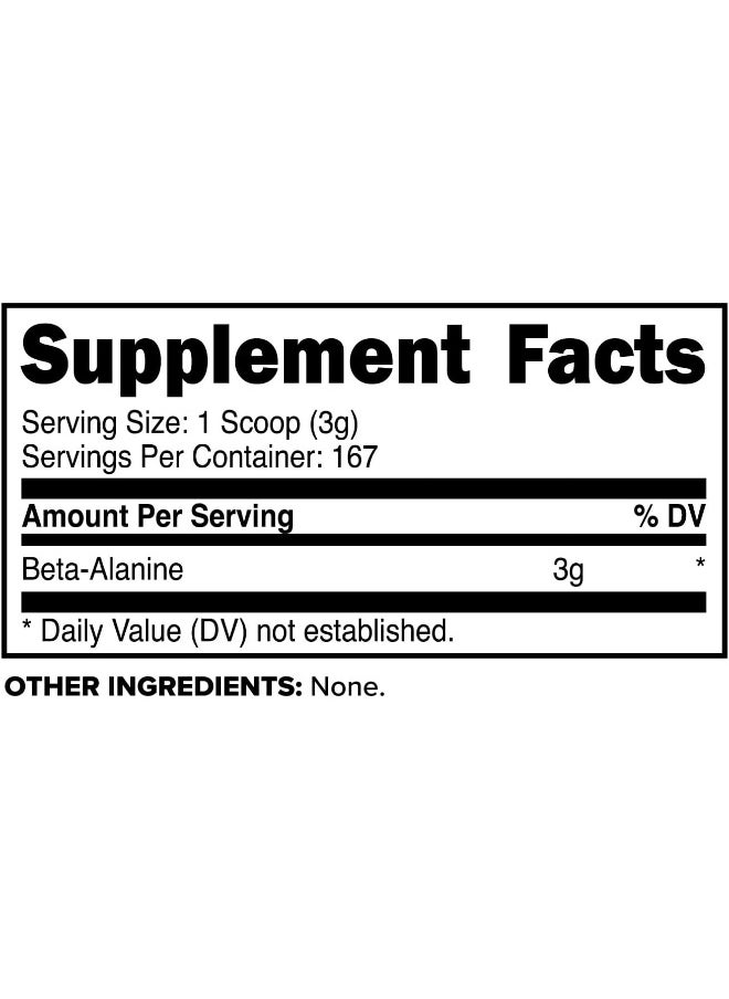 Primaforce Beta Alanine Powder 500 Grams (1.1lbs) Unflavored - Pre Workout and Post Workout Supplement