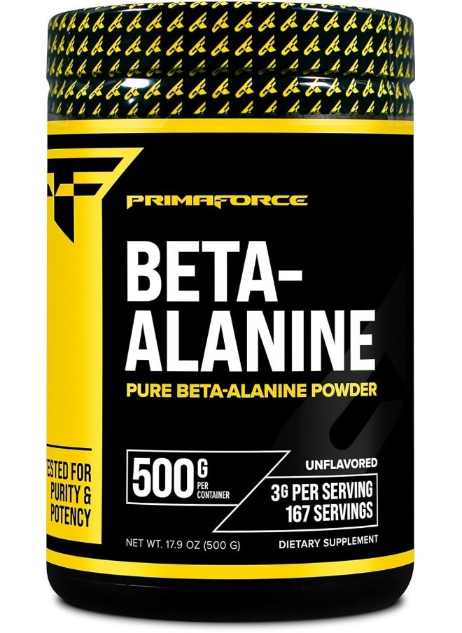 Primaforce Beta Alanine Powder 500 Grams (1.1lbs) Unflavored - Pre Workout and Post Workout Supplement