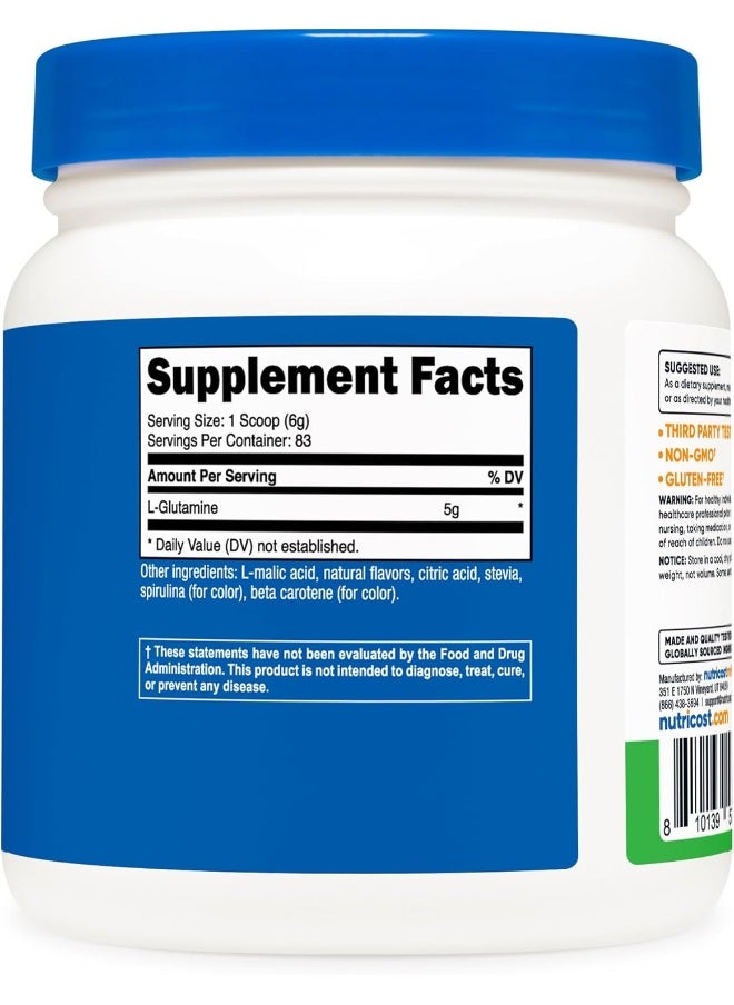 Nutricost L-Glutamine Powder Supplement (Green Apple) 500g