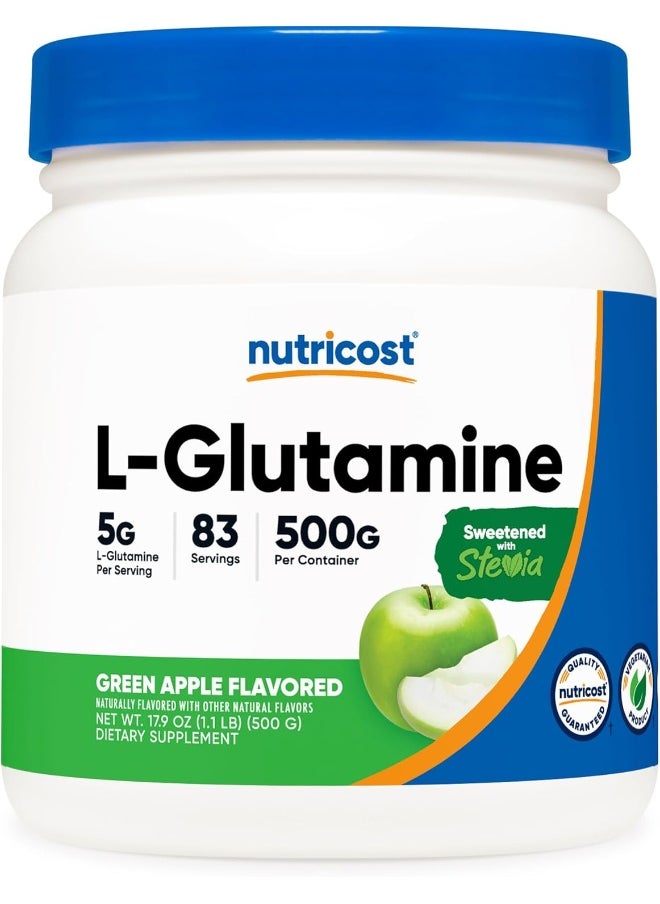 Nutricost L-Glutamine Powder Supplement (Green Apple) 500g