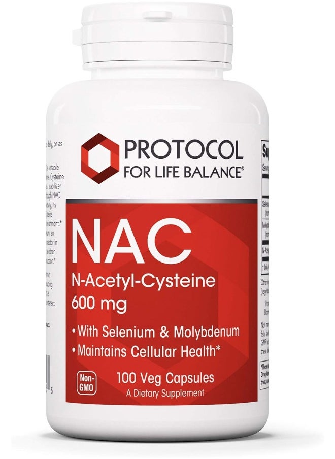 , Nac N-Acetyl-Cysteine, 600 Mg, 100 Veg Capsules