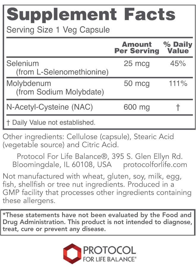, Nac N-Acetyl-Cysteine, 600 Mg, 100 Veg Capsules