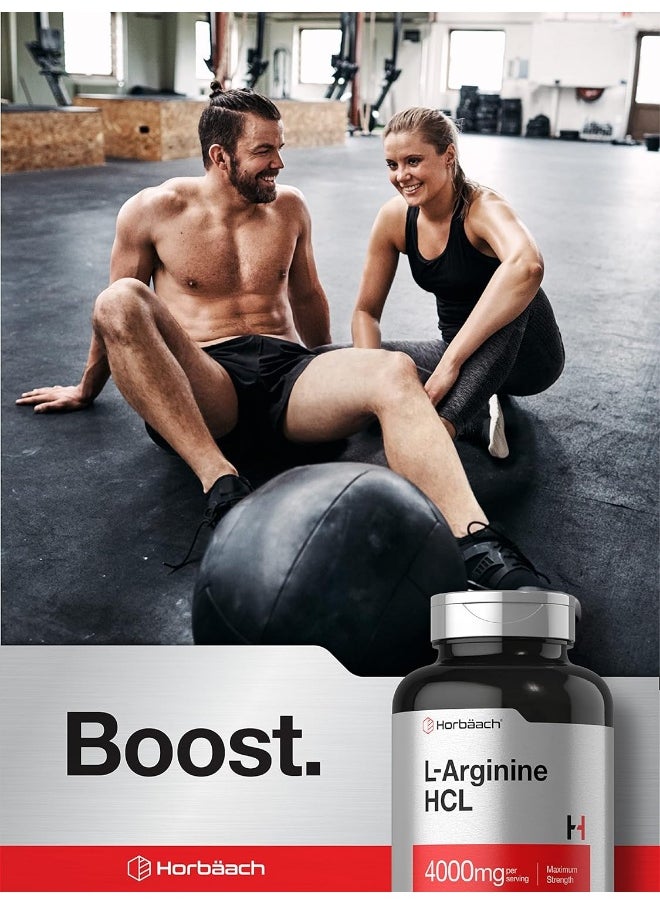 Horbäach L-Arginine 4000Mg | 120 Caplets | Maximum Strength Nitric Oxide Precursor | Vegetarian, Non-Gmo, Gluten Free Supplement