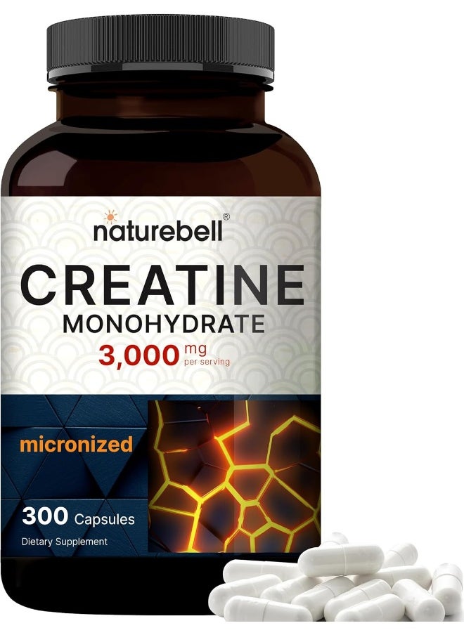 Creatine Monohydrate 3,000Mg Per Serving, 300 Capsules – Micronized – Unflavored Creatine Pills – Support Pre Workout & Healthy Muscle – Easily Absorbed, Easy To Swallow (50 Servings)