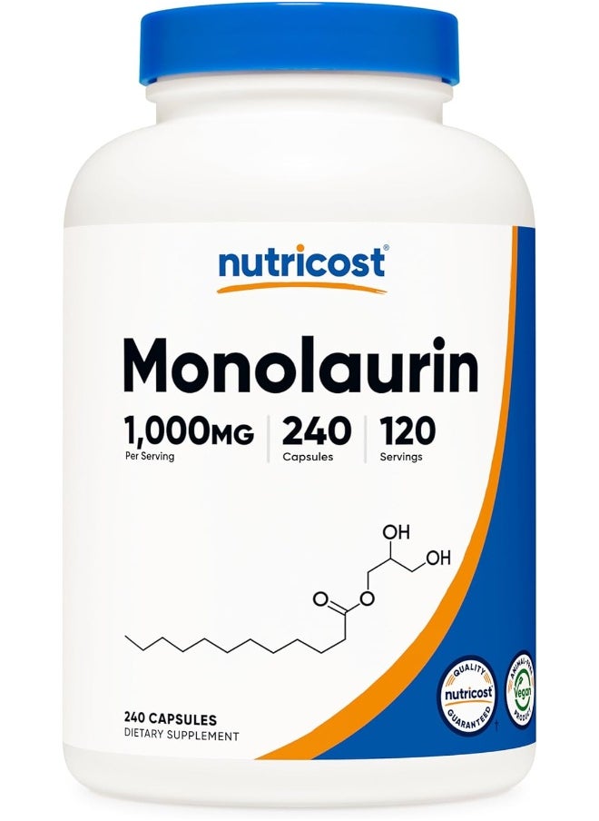 Nutricost Monolaurin 1000 mg (120 Servings, 240 Capsules) - Gluten-Free, Non GMO, Vegan