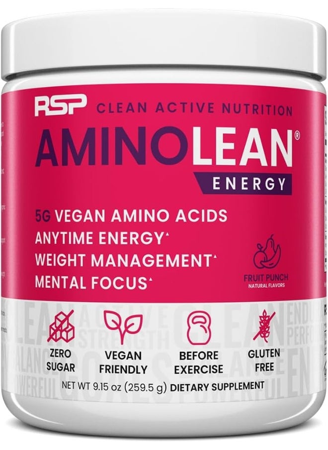 Aminolean Pre Workout Powder, Amino Energy & Weight Management With Vegan Bcaa Amino Acids, Natural Caffeine, Preworkout Boost For Men & Women, 30 Serv
