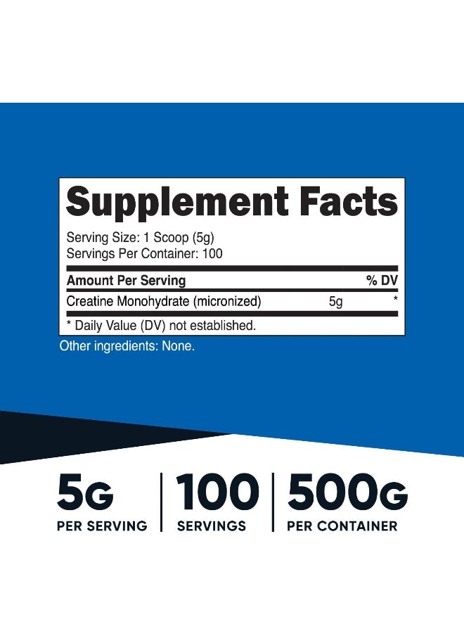 - Creatine Monohydrate - 100 Servings, 5000Mg Per Serv, 500G