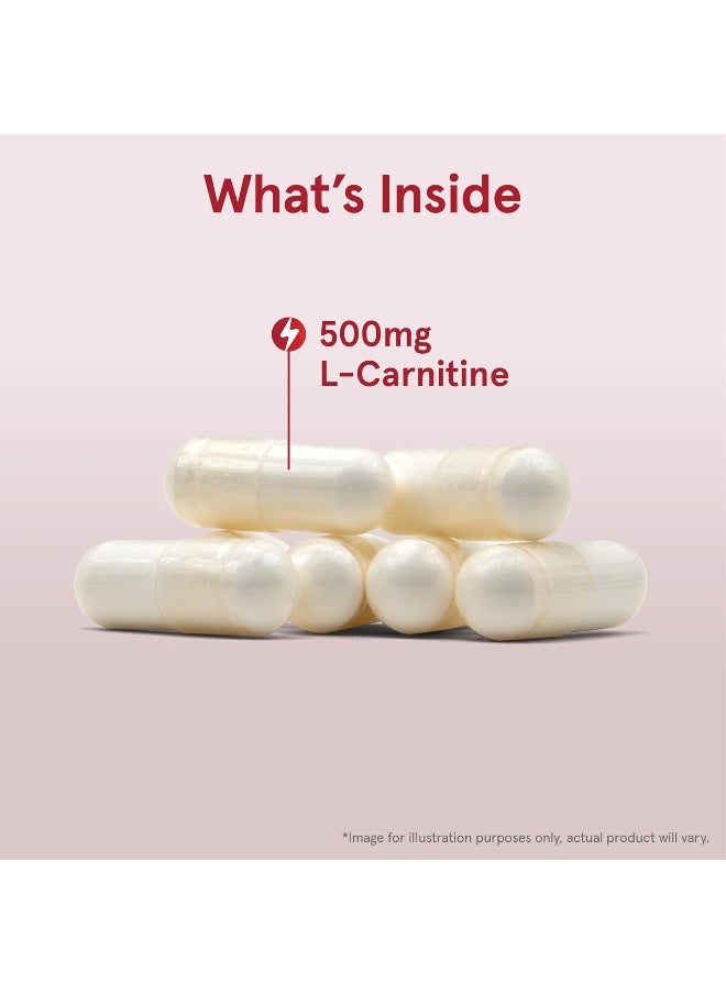 L-Carnitine Tartrate 500 Mg, Important Cofactor For Energy Production (Atp) From Fats, Up To 50 Servings, White, 50 Count