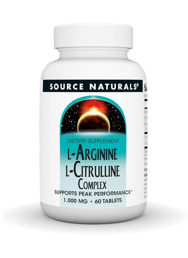 L-Arginine L-Citrulline Complex 1000Mg Essential Amino Acid Supplement - 60 Tablets