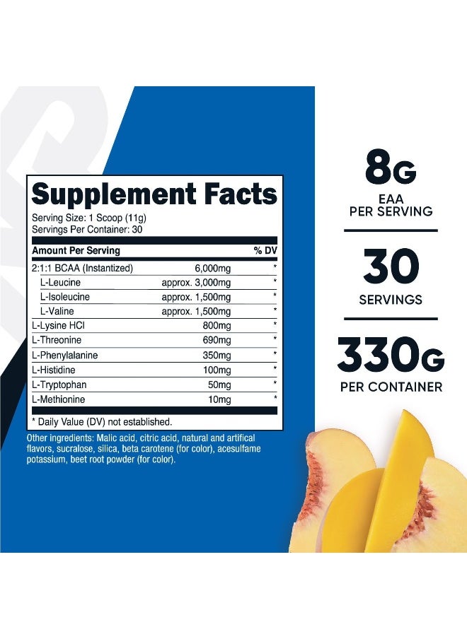 Eaa Powder 30 Servings (Peach Mango) - Essential Amino Acids - Non-Gmo, Gluten Free, Vegetarian Friendly