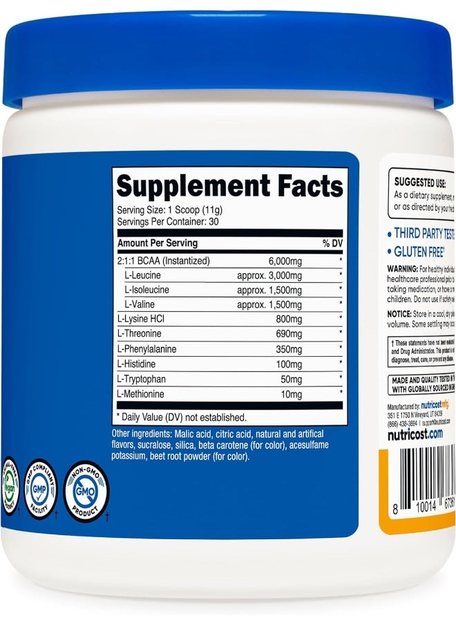 Eaa Powder 30 Servings (Peach Mango) - Essential Amino Acids - Non-Gmo, Gluten Free, Vegetarian Friendly